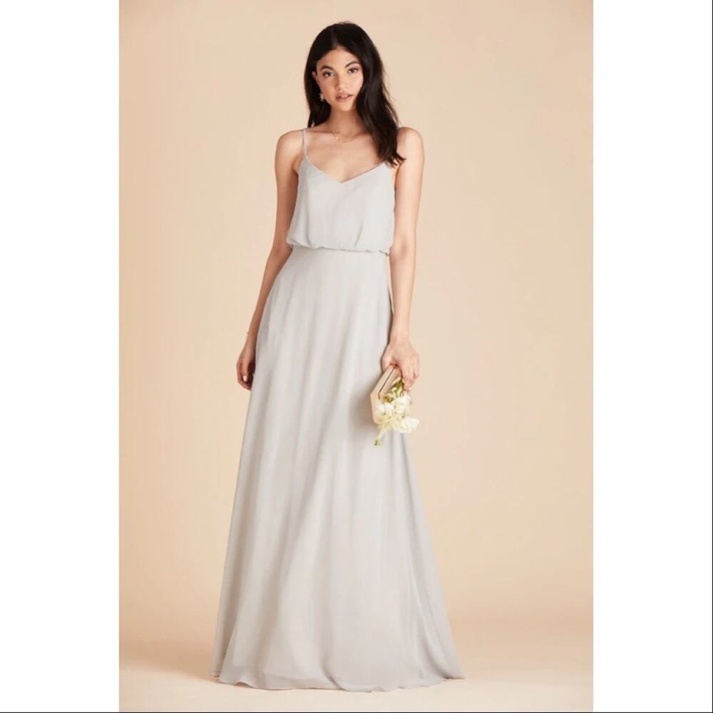 Birdy Grey | Gwennie Dress Chiffon Dove Gray Maxi Bridesmaids Simple Camisole XL